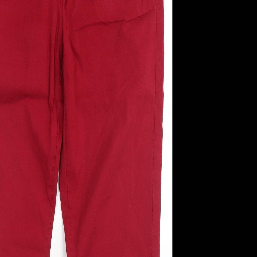 M&S  Womens Red  Cotton Chino Trousers Size 18 L29 in Regular Button