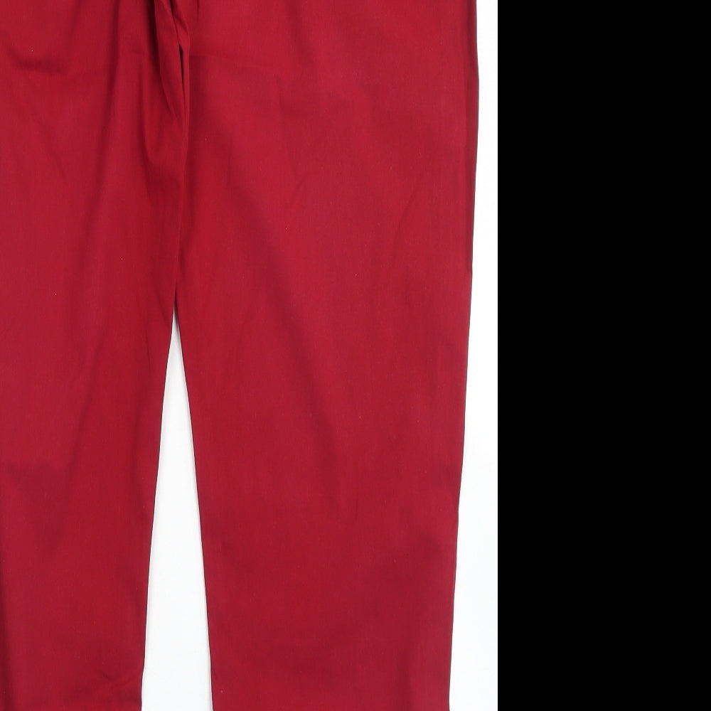 M&S  Womens Red  Cotton Chino Trousers Size 18 L29 in Regular Button