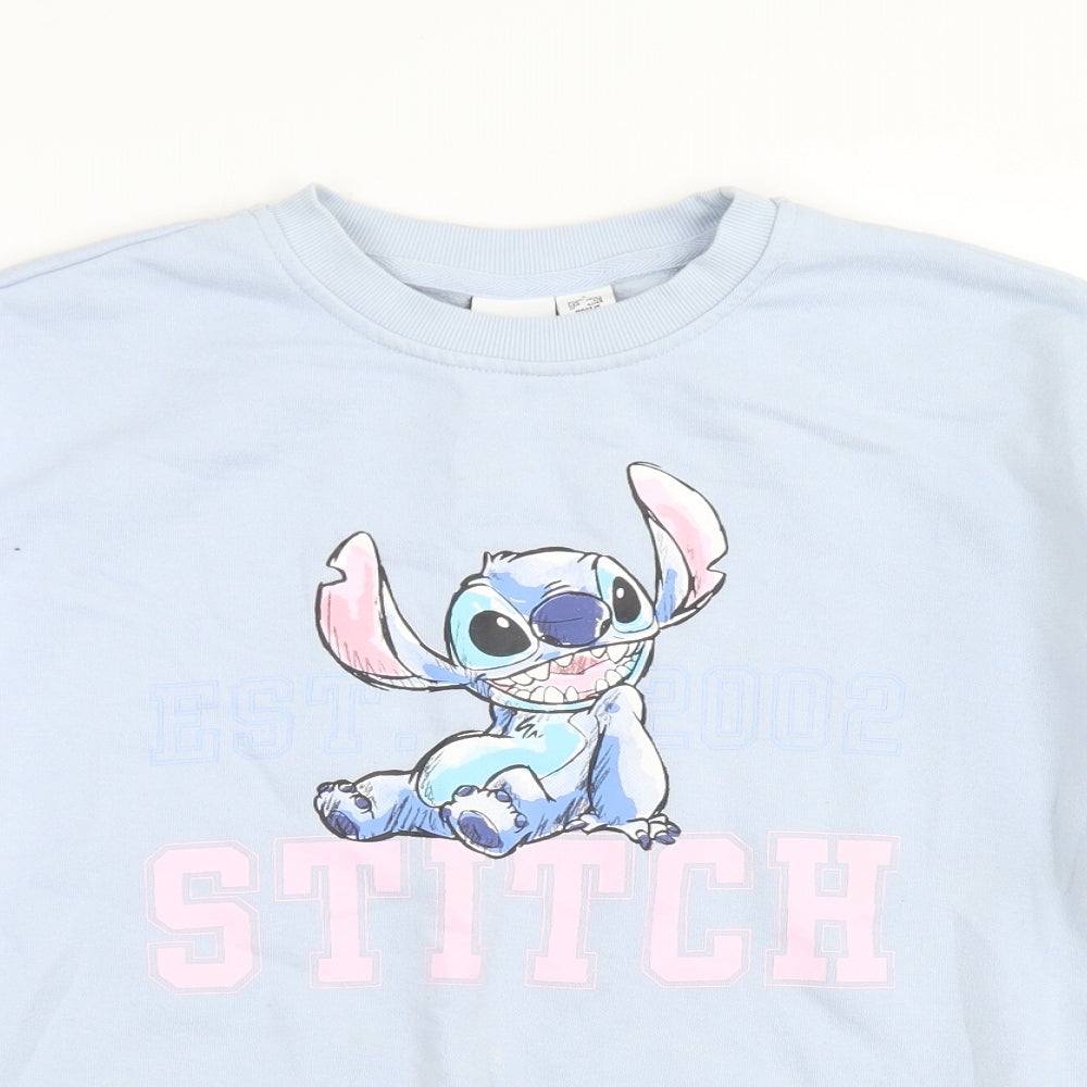 Primark Womens Blue  Cotton Pullover Sweatshirt Size S   - Disney Stitch