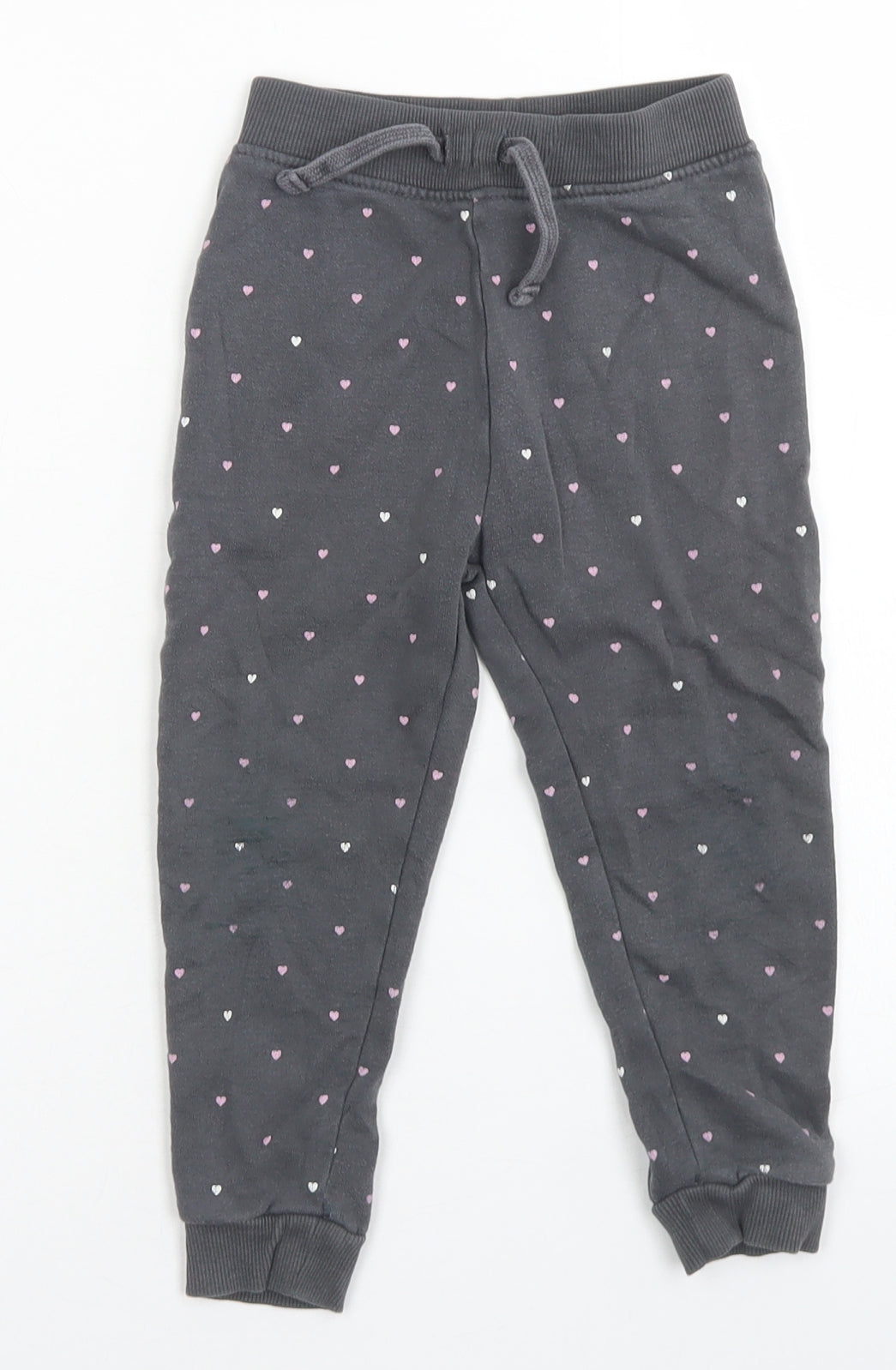 Dunnes Stores Girls Grey Spotted Cotton Jogger Trousers Size 2-3 Years  Regular