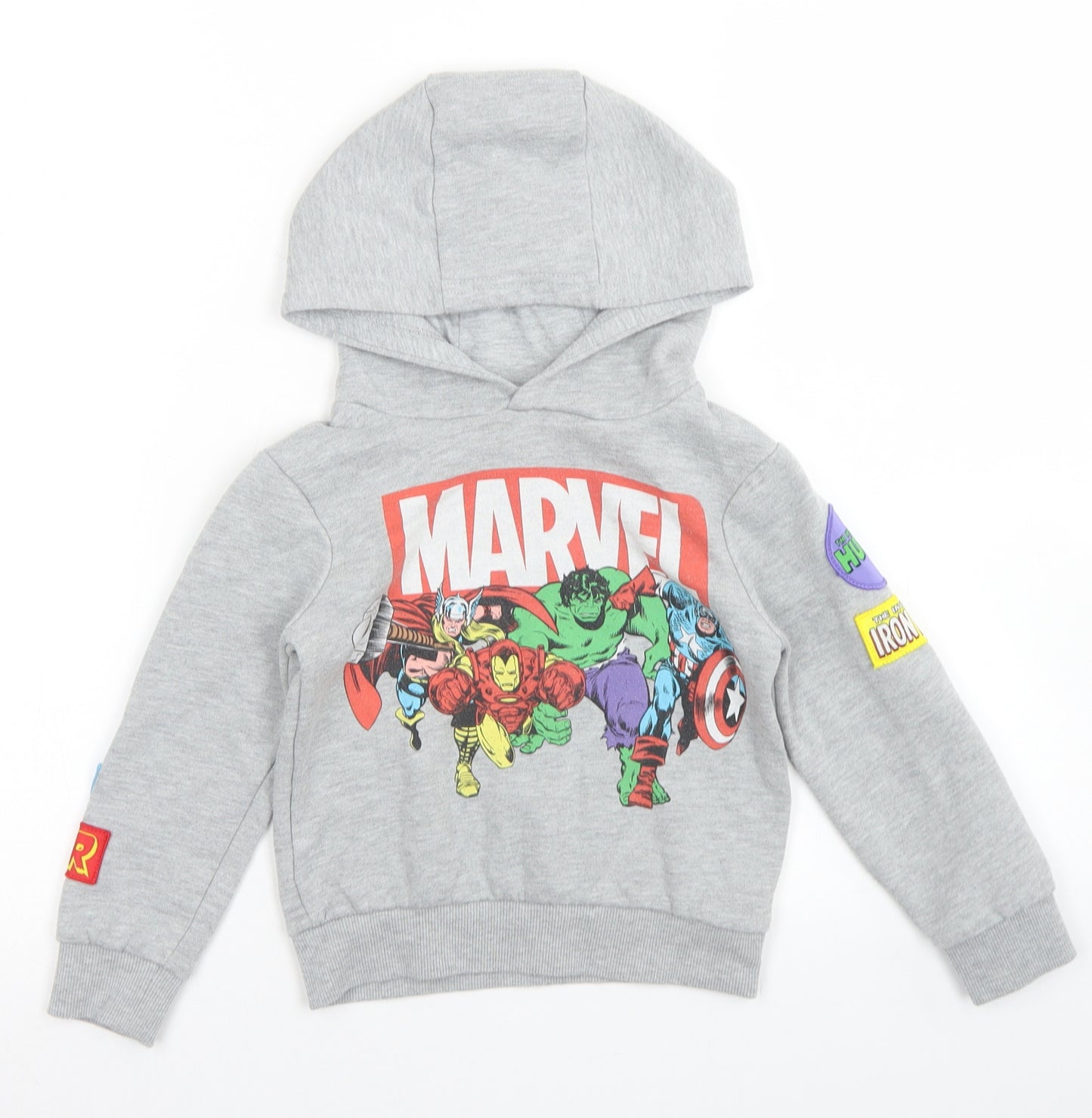 Marvel Boys Grey  Polyester Pullover Hoodie Size 4-5 Years   - Marvel Avengers