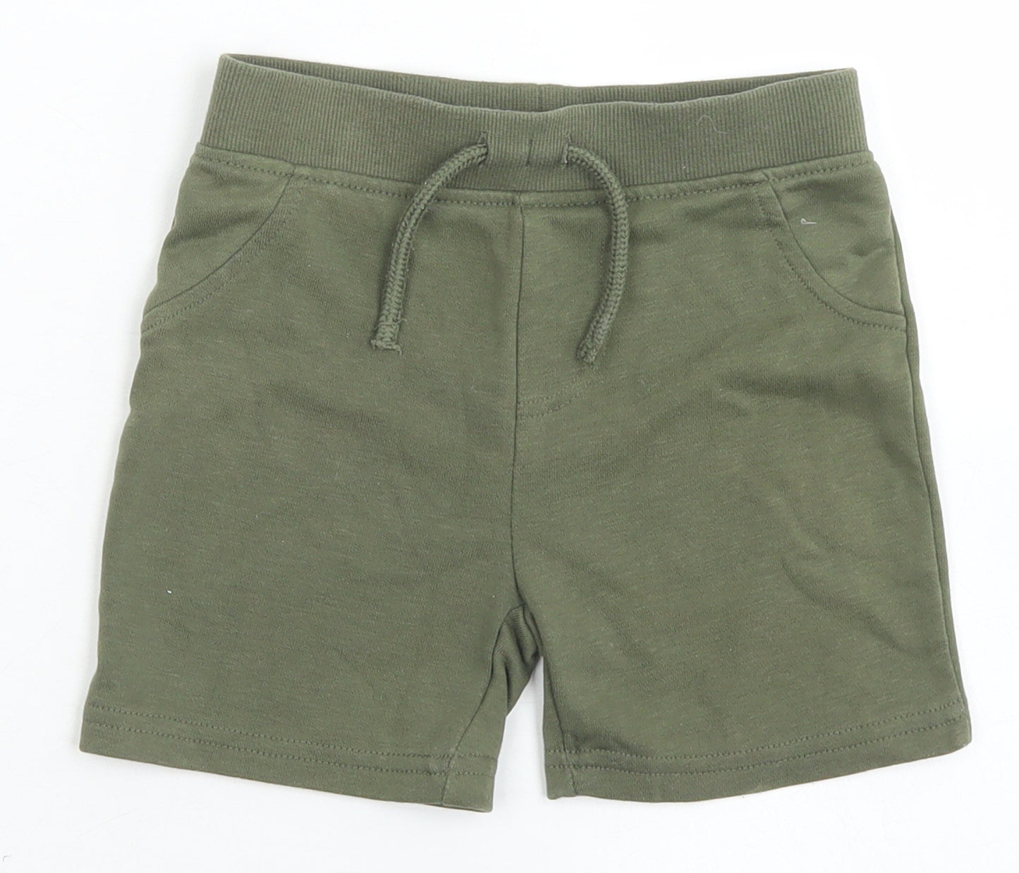 Primark Boys Green  Cotton Sweat Shorts Size 2-3 Years  Regular Drawstring