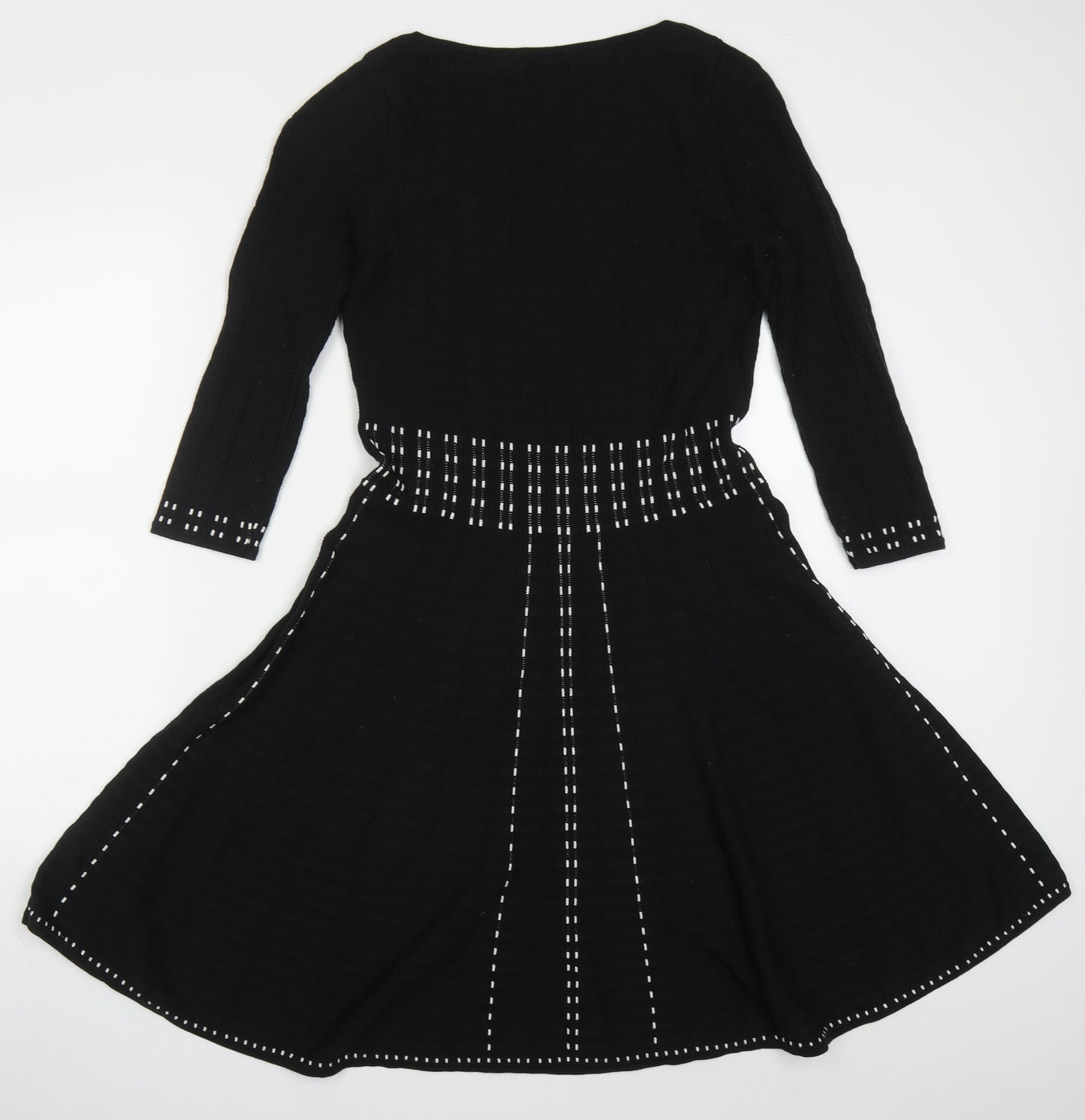 Monsoon Womens Black  Viscose Jumper Dress  Size L  Round Neck Pullover