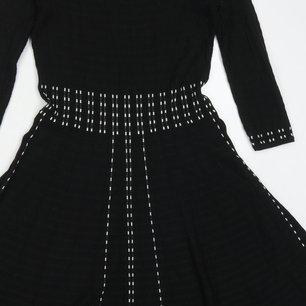 Monsoon Womens Black  Viscose Jumper Dress  Size L  Round Neck Pullover