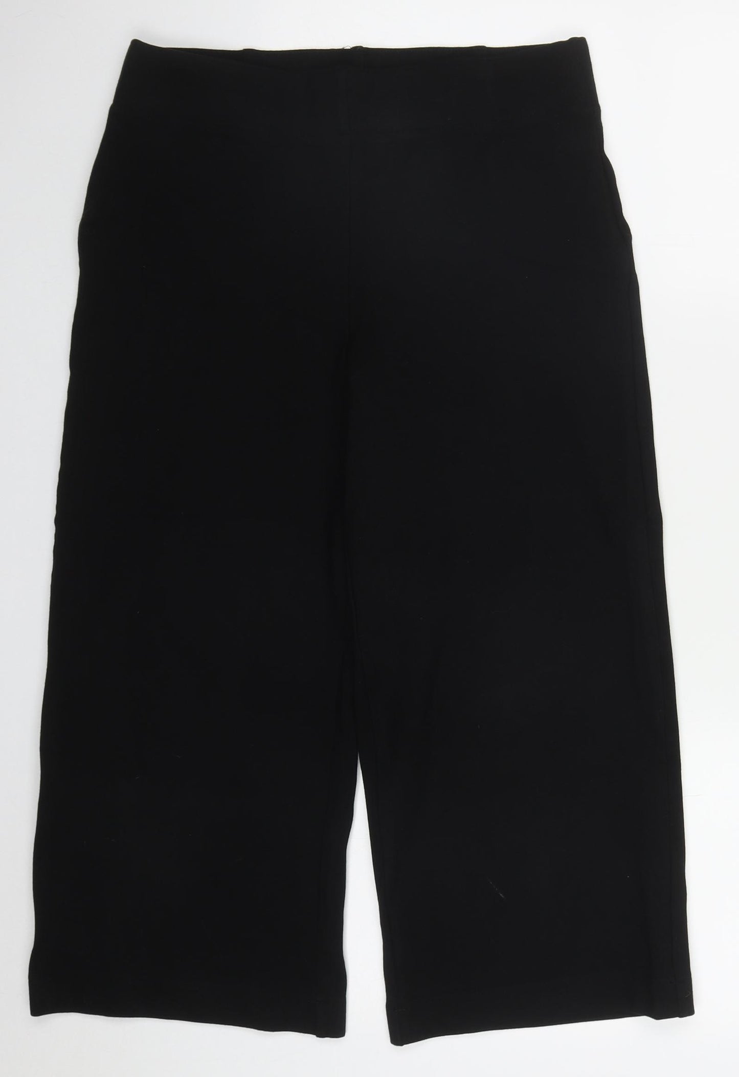 NEXT Womens Black  Viscose Cropped Trousers Size 14 L21 in Regular