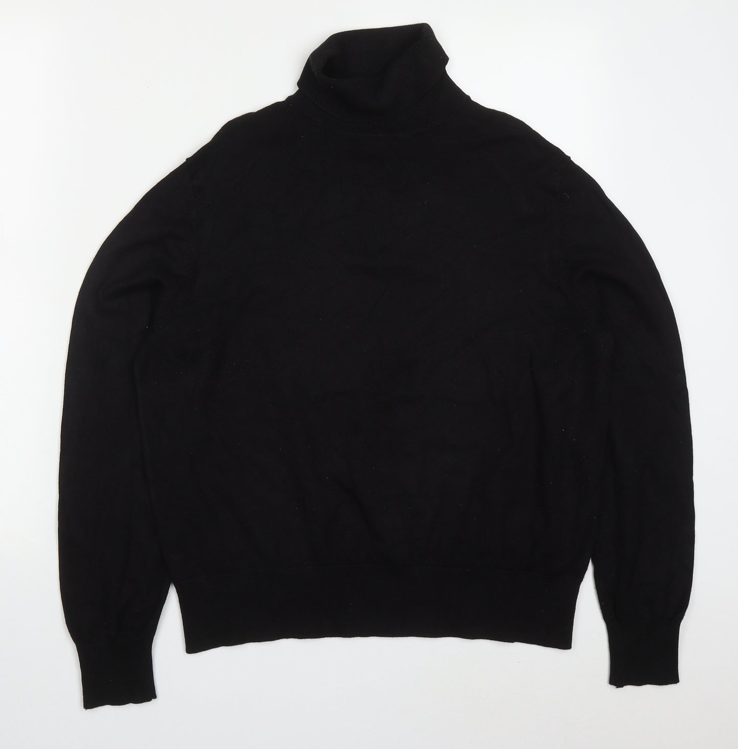 H&M Womens Black Roll Neck  Viscose Pullover Jumper Size L