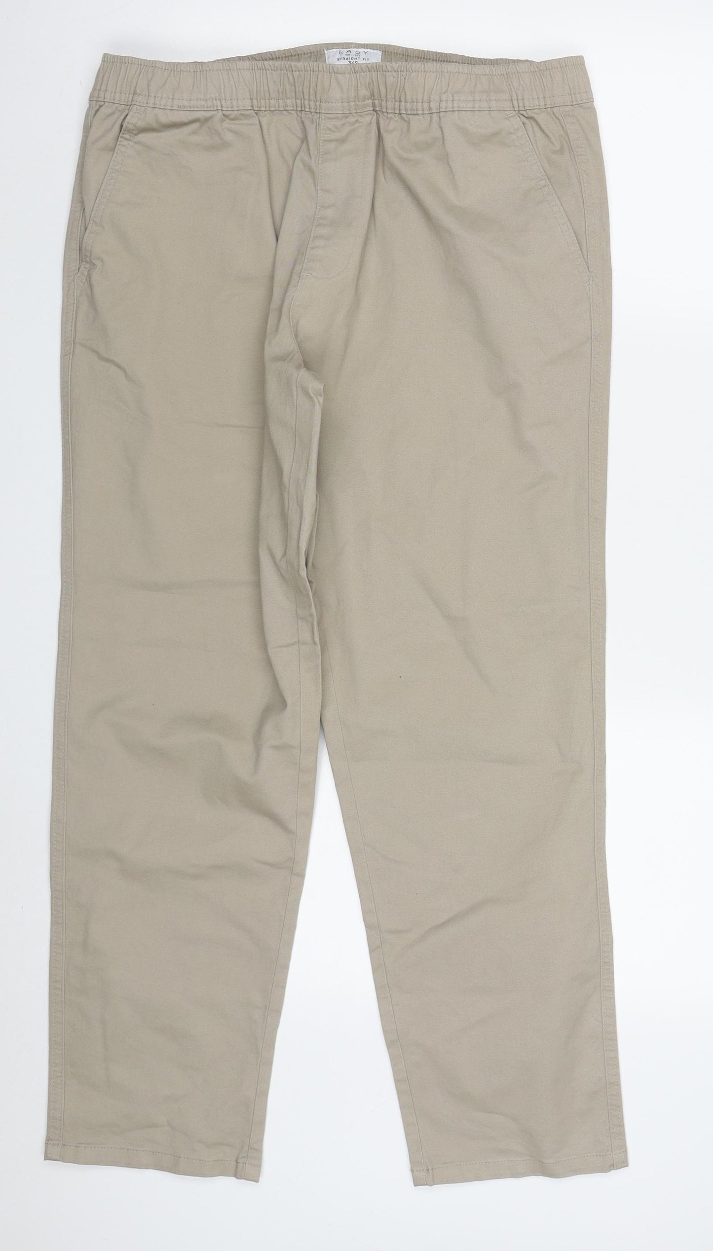 Easy Mens Beige  Cotton Trousers  Size 34 L29 in Regular Drawstring
