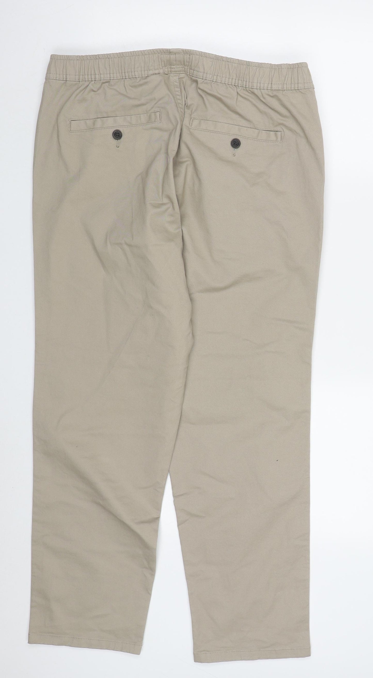 Easy Mens Beige  Cotton Trousers  Size 34 L29 in Regular Drawstring