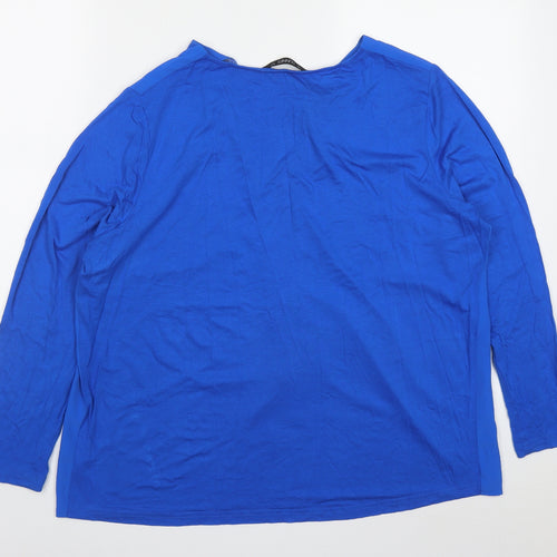 Dunnes Womens Blue  Polyester Basic Blouse Size L V-Neck