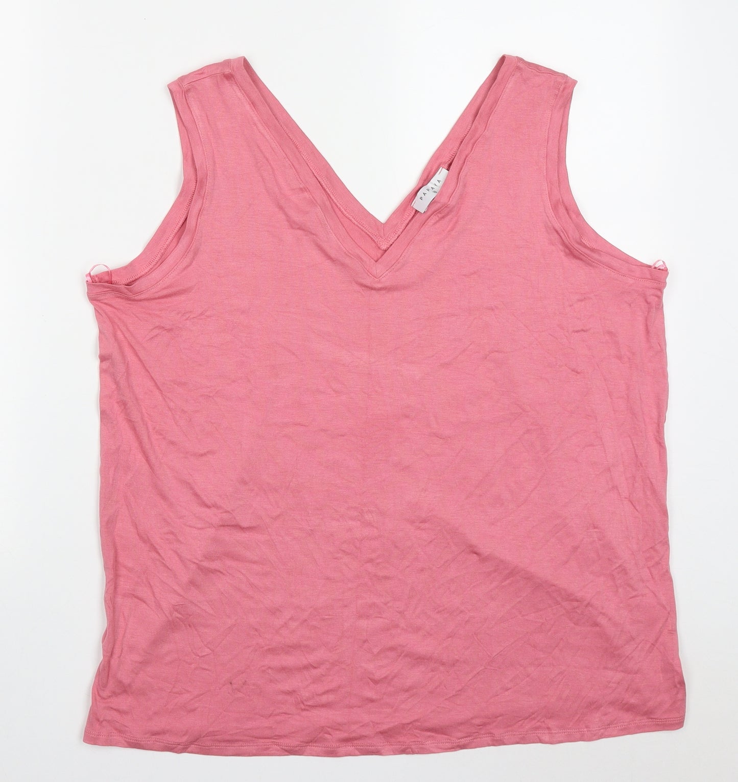 Papapa Womens Pink  Viscose Basic Tank Size 16 V-Neck