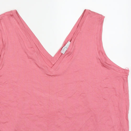 Papapa Womens Pink  Viscose Basic Tank Size 16 V-Neck