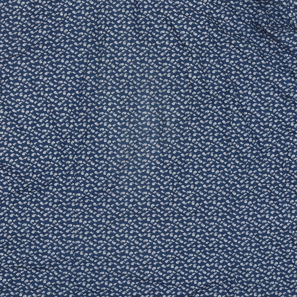 Simon Carter Mens Blue Paisley Cotton  Button-Up Size 17.5 Collared Button