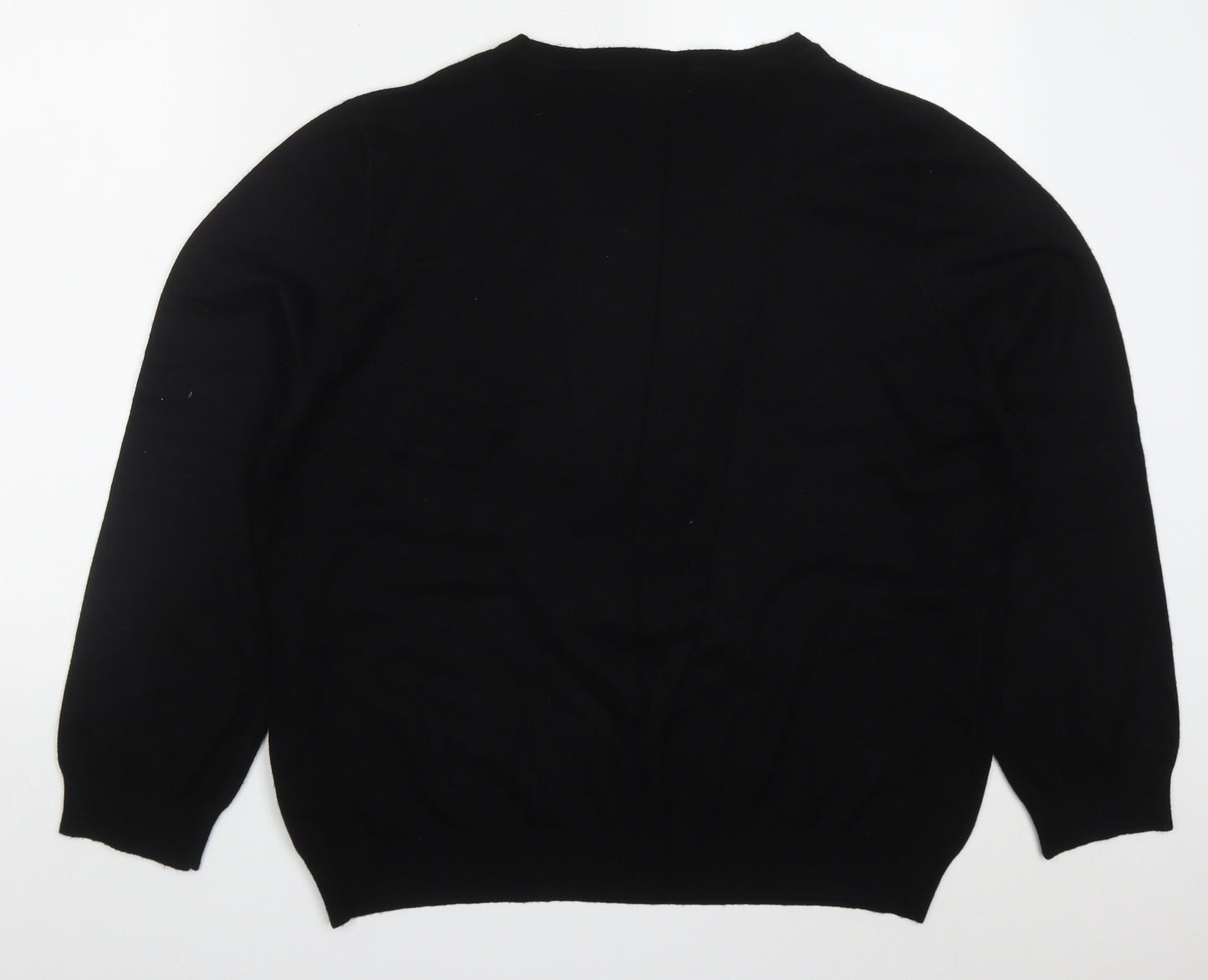 Peacocks Womens Black Round Neck  Viscose Pullover Jumper Size 22   - Mrs Clause