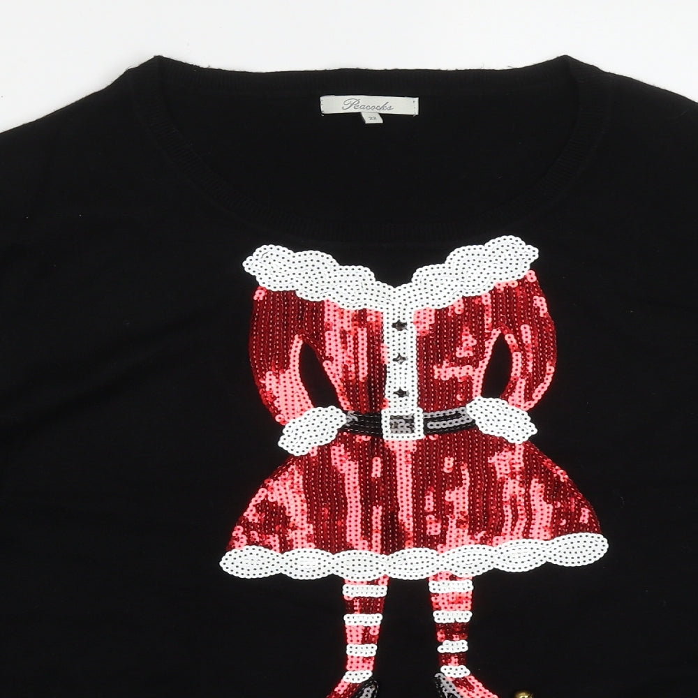 Peacocks Womens Black Round Neck  Viscose Pullover Jumper Size 22   - Mrs Clause