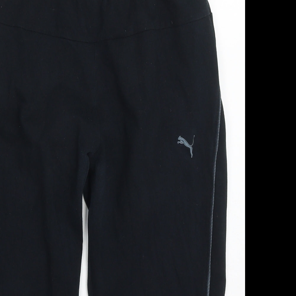 PUMA Womens Black  Cotton Cropped Leggings Size 14 L17 in Regular
