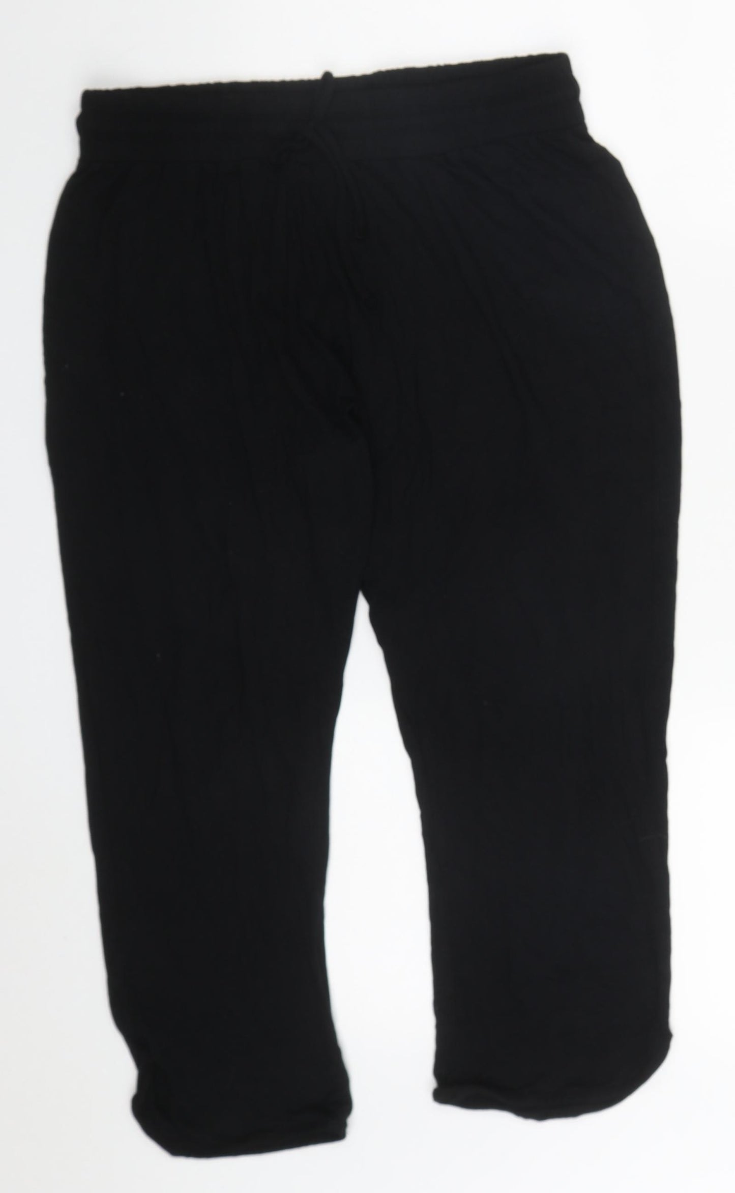 Peacocks Womens Black  Viscose Cropped Trousers Size 16 L21 in Regular Drawstring - Loungewear