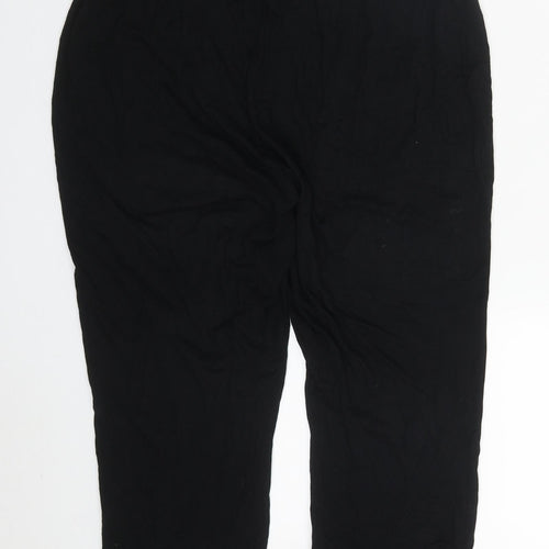Peacocks Womens Black  Viscose Cropped Trousers Size 16 L21 in Regular Drawstring - Loungewear