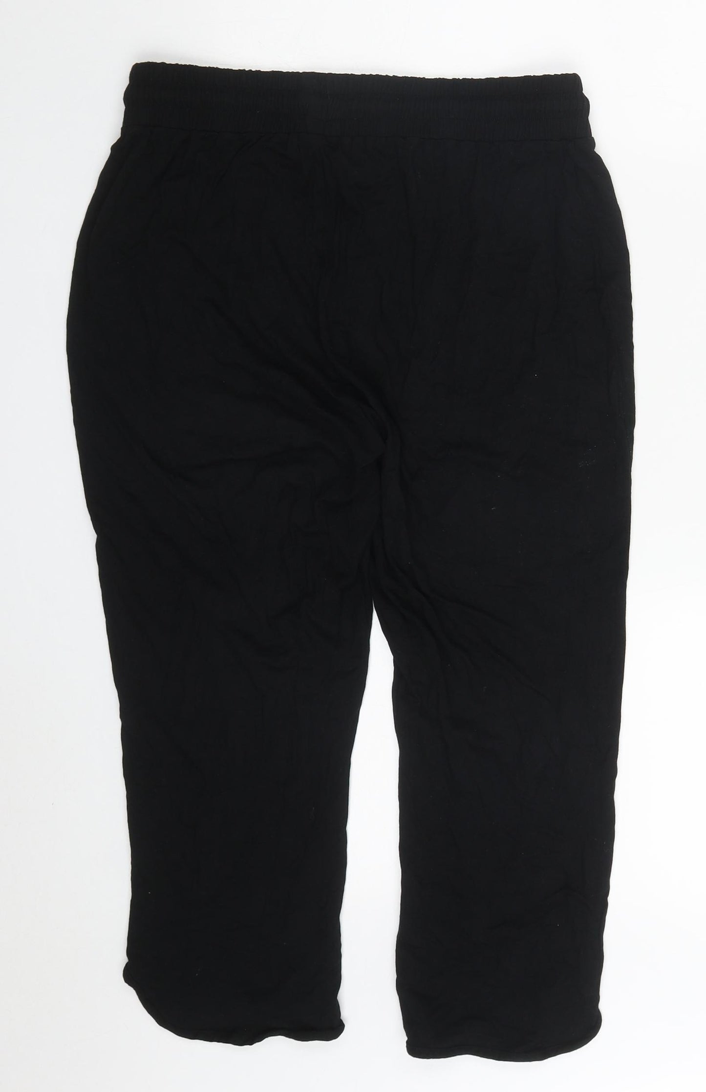Peacocks Womens Black  Viscose Cropped Trousers Size 16 L21 in Regular Drawstring - Loungewear