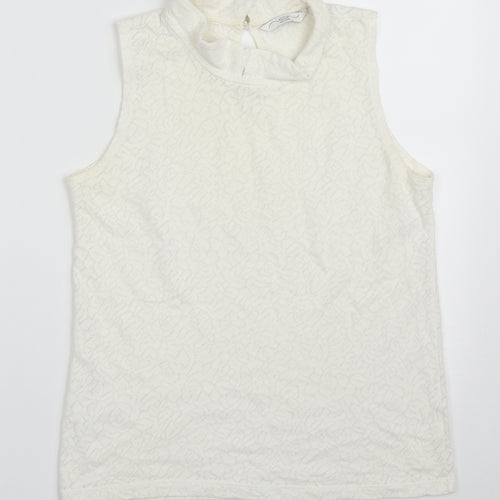 New Look Womens White  Cotton Basic Tank Size 10 Collared