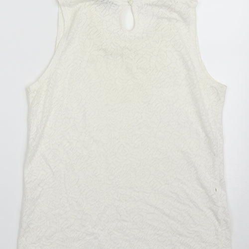 New Look Womens White  Cotton Basic Tank Size 10 Collared