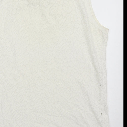 New Look Womens White  Cotton Basic Tank Size 10 Collared