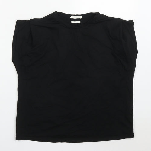 Reserves Womens Black  Cotton Basic T-Shirt Size XS Crew Neck