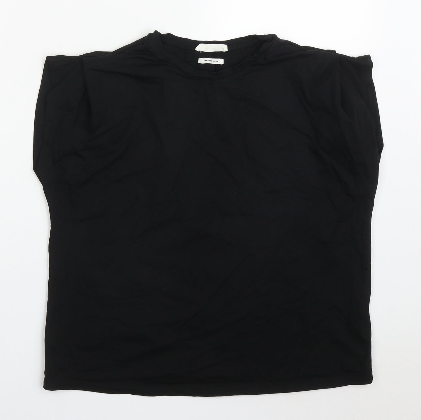 Reserves Womens Black  Cotton Basic T-Shirt Size XS Crew Neck