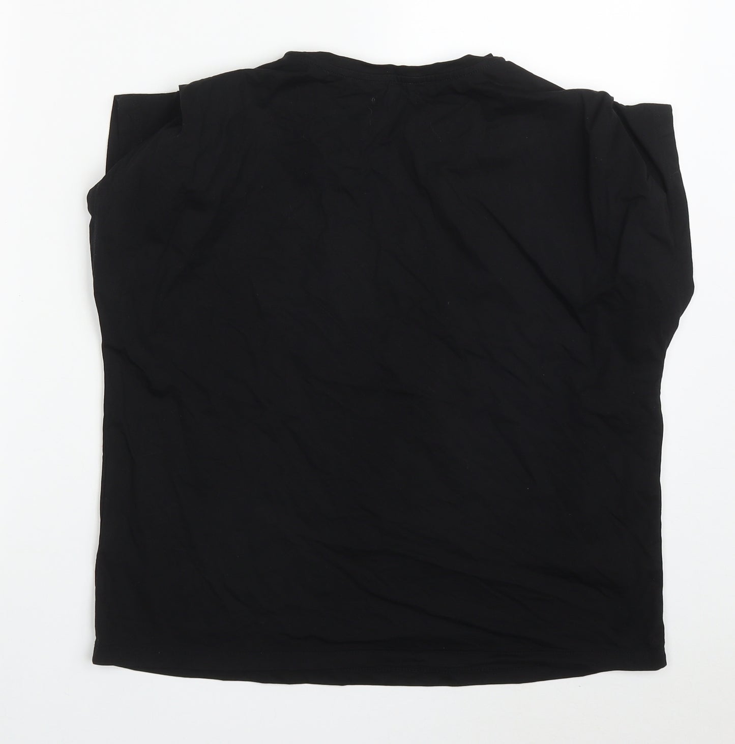 Reserves Womens Black  Cotton Basic T-Shirt Size XS Crew Neck