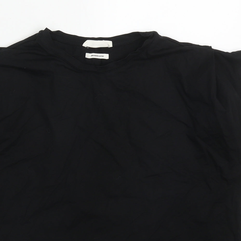 Reserves Womens Black  Cotton Basic T-Shirt Size XS Crew Neck