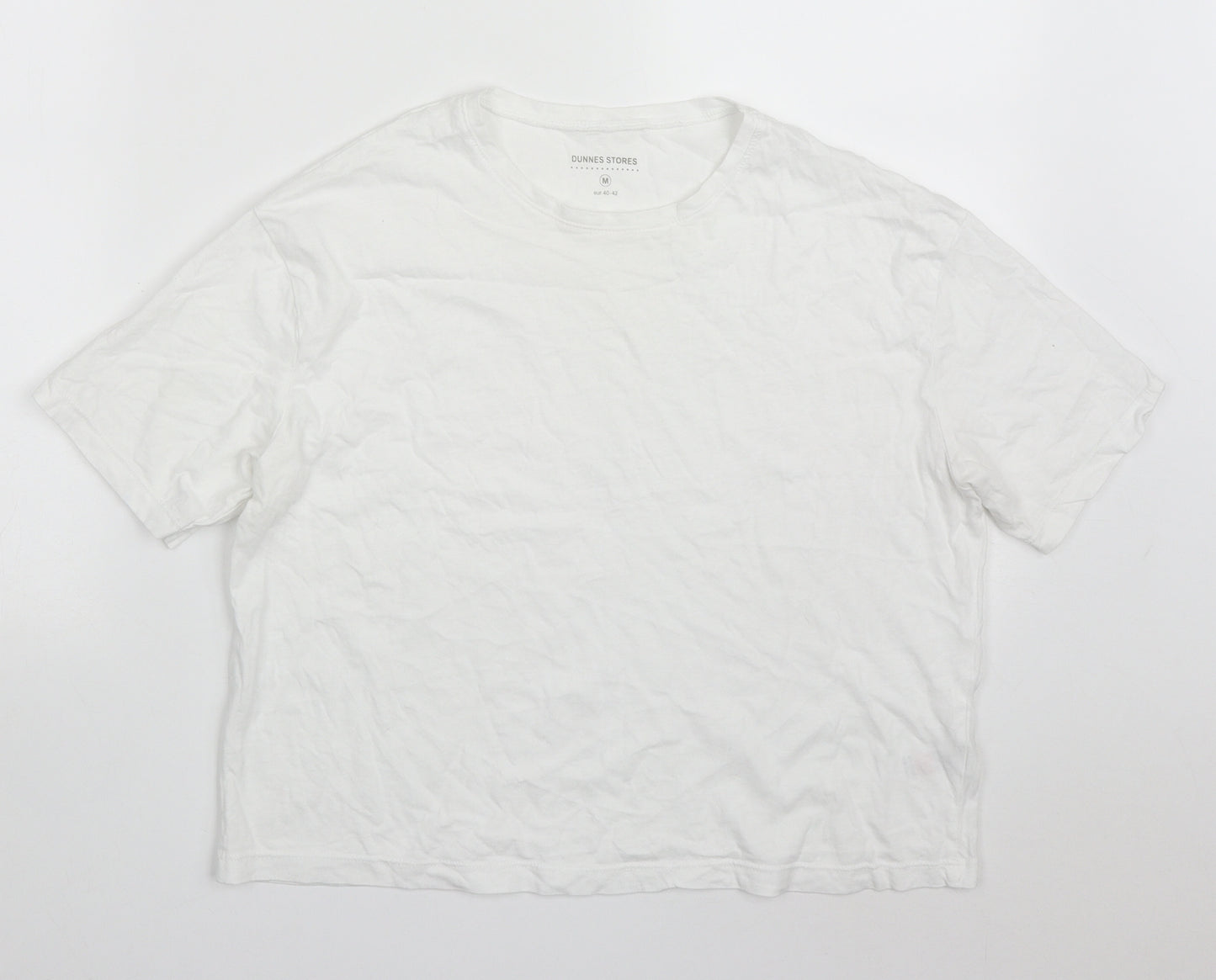 Dunnes Womens White  Cotton Basic T-Shirt Size M Crew Neck