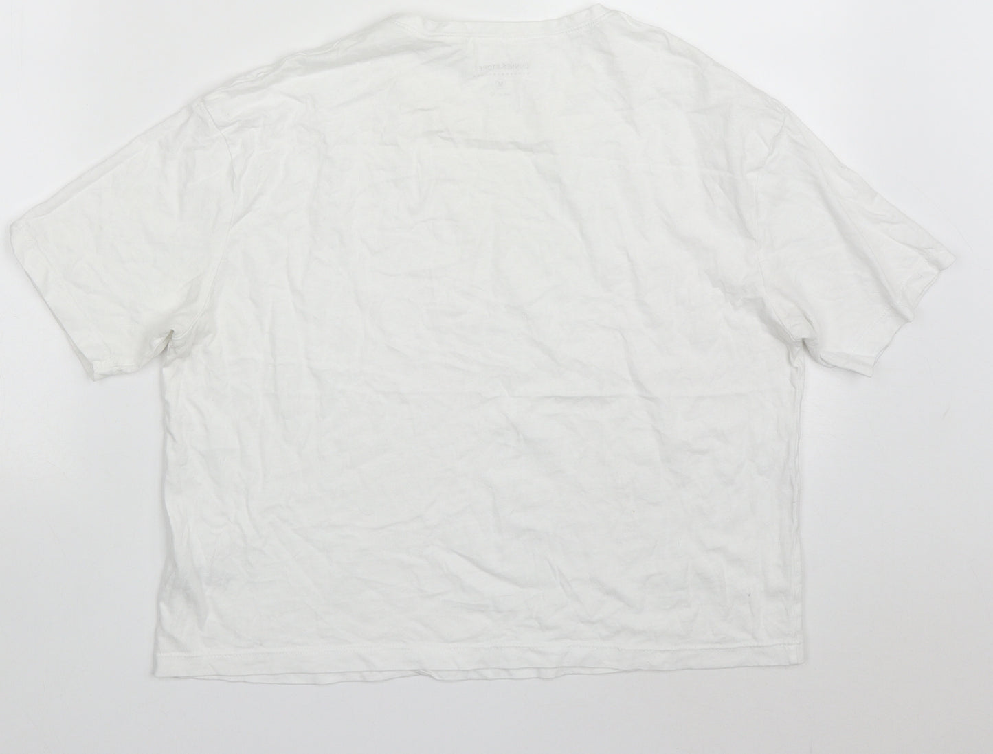 Dunnes Womens White  Cotton Basic T-Shirt Size M Crew Neck