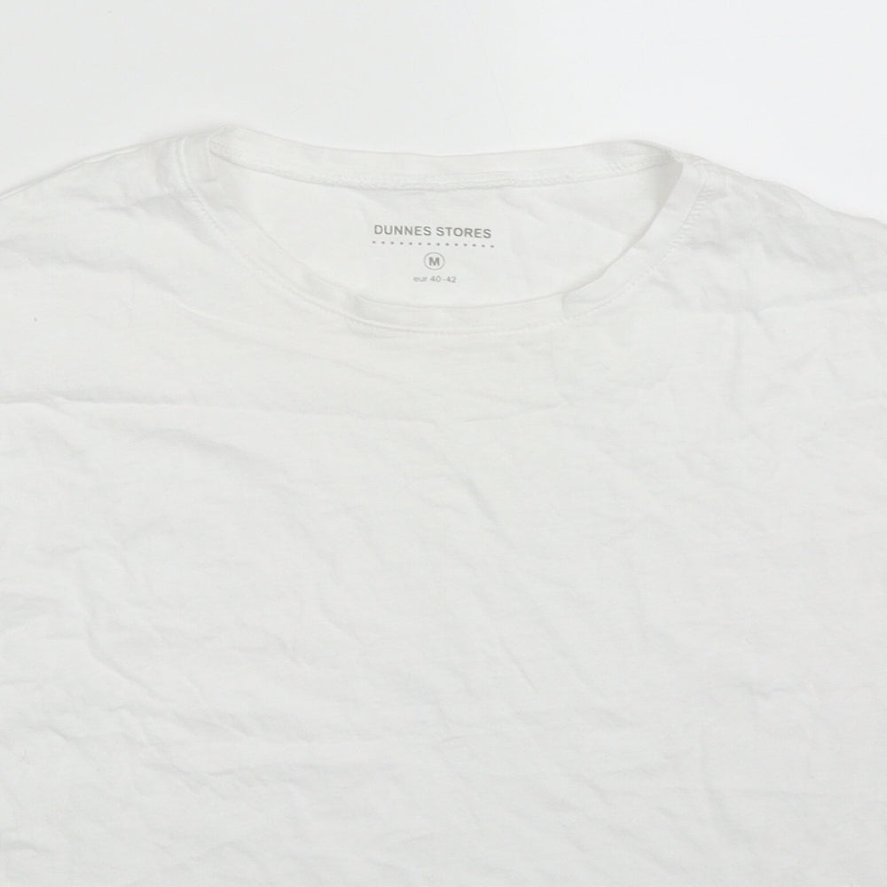 Dunnes Womens White  Cotton Basic T-Shirt Size M Crew Neck