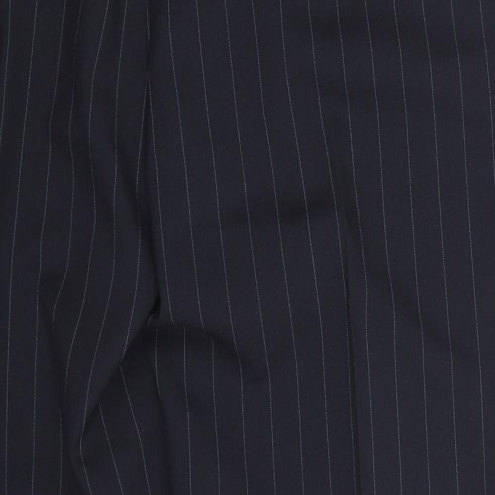 Bonmarché Womens Blue Striped Polyester Trousers  Size 16 L27 in Regular
