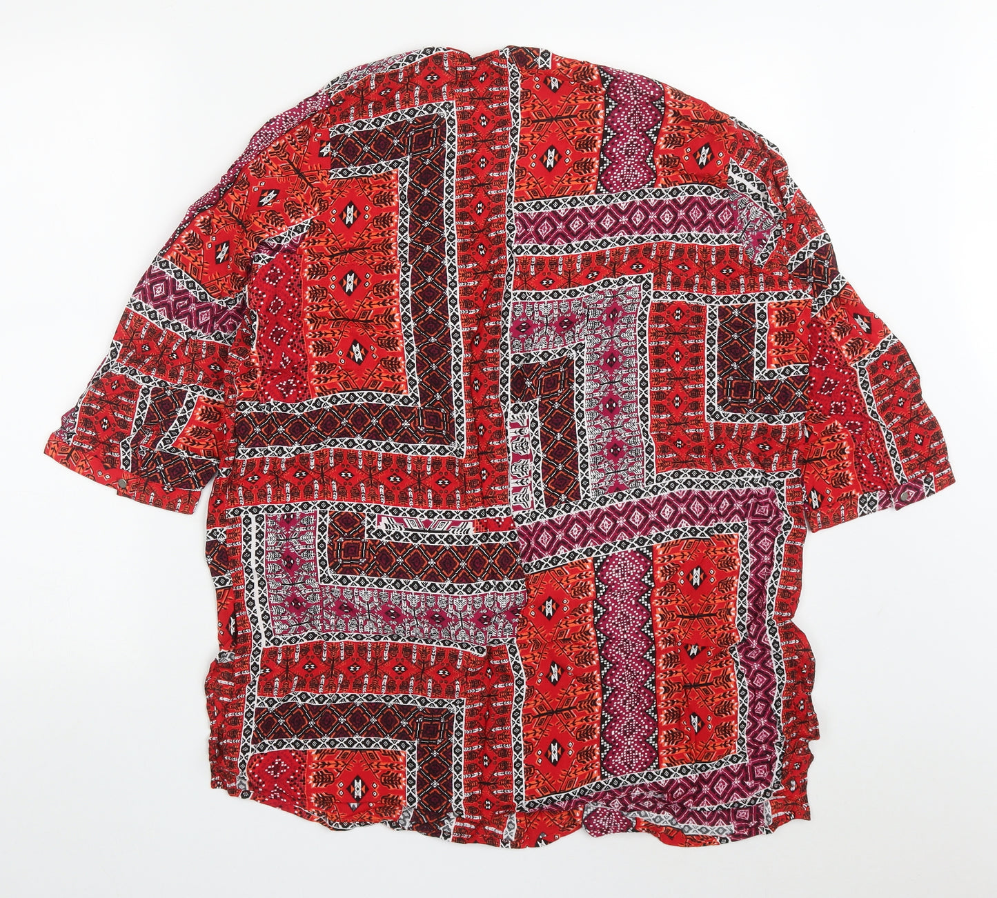 George Womens Red Geometric Viscose Basic Blouse Size 20 V-Neck