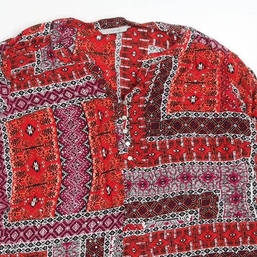 George Womens Red Geometric Viscose Basic Blouse Size 20 V-Neck