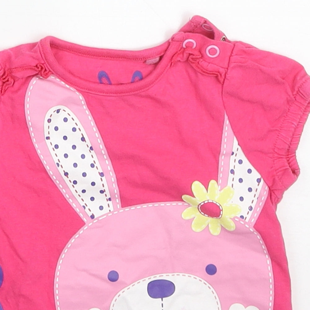 TU Girls Pink  Cotton Basic T-Shirt Size 6-9 Months Crew Neck Pullover - R is for Rabbit
