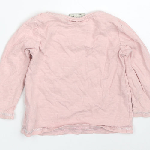 NEXT Girls Pink  Cotton Basic T-Shirt Size 9-12 Months Crew Neck Pullover - Fairy