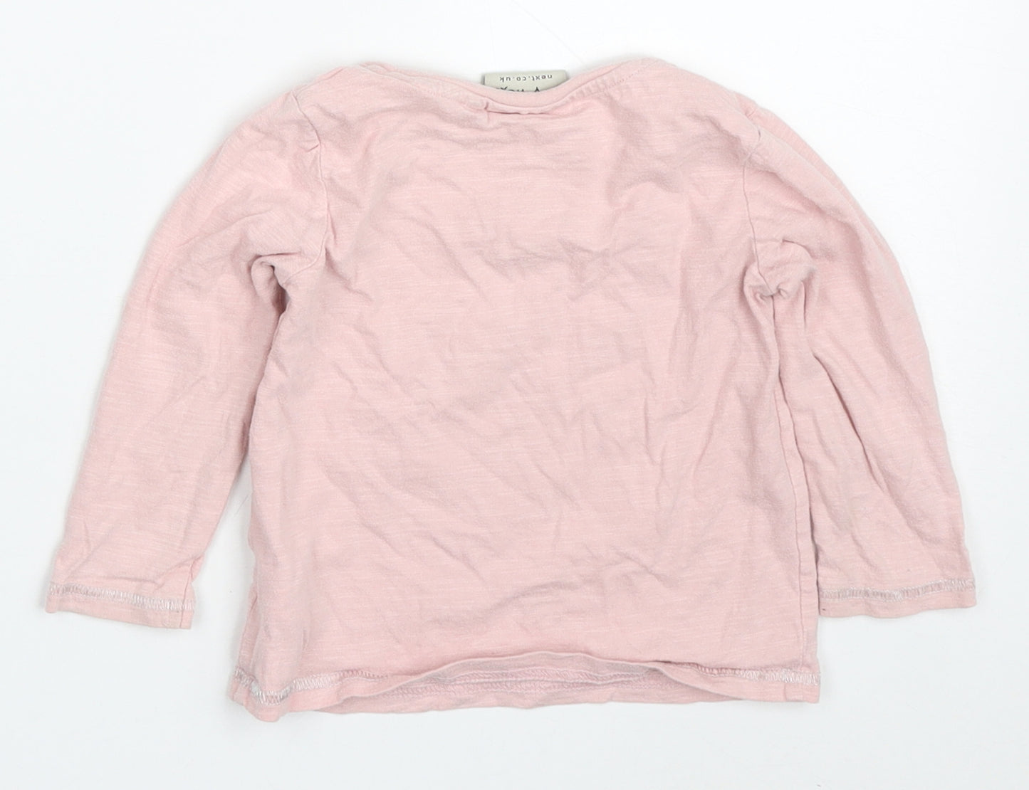 NEXT Girls Pink  Cotton Basic T-Shirt Size 9-12 Months Crew Neck Pullover - Fairy