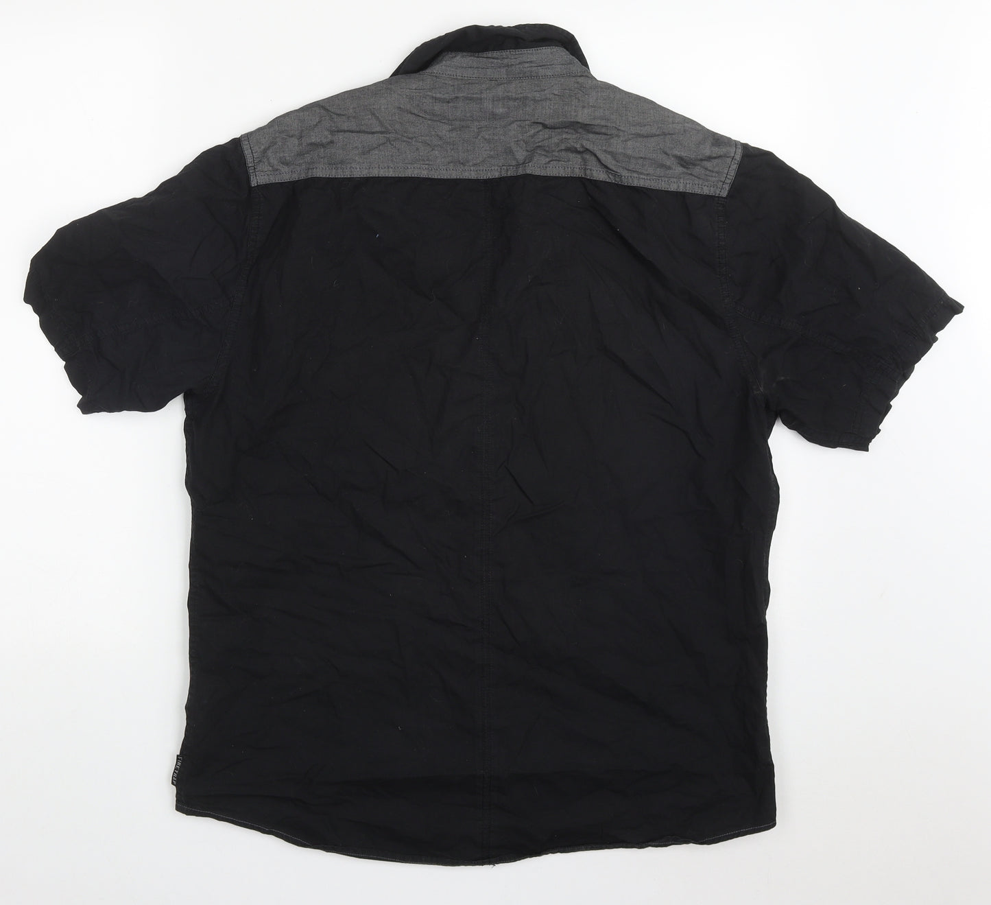Firetra Mens Black  Cotton  Button-Up Size XL Collared Button