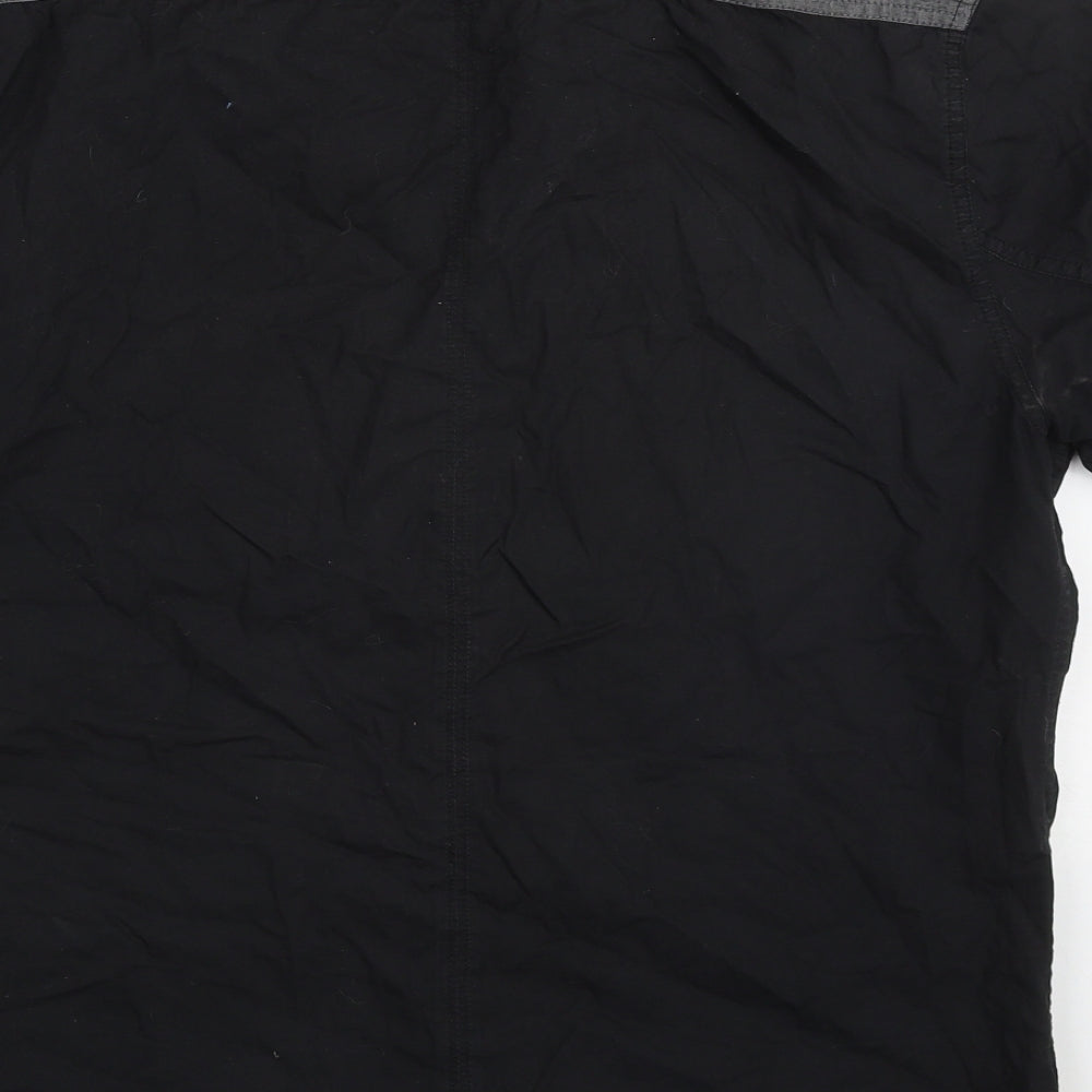 Firetra Mens Black  Cotton  Button-Up Size XL Collared Button