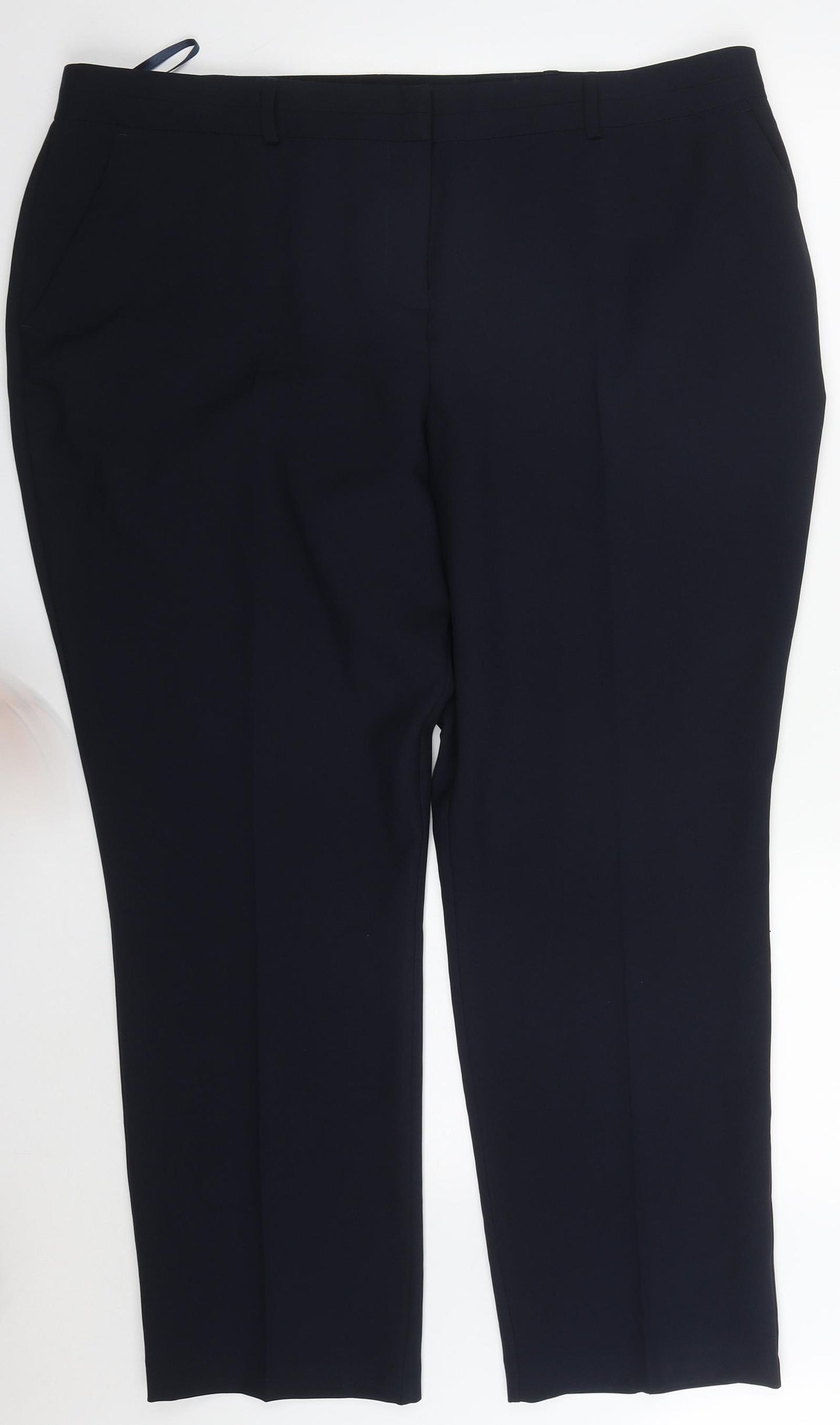 Dunnes Womens Blue  Polyester Trousers  Size 20 L28 in Regular Hook & Eye