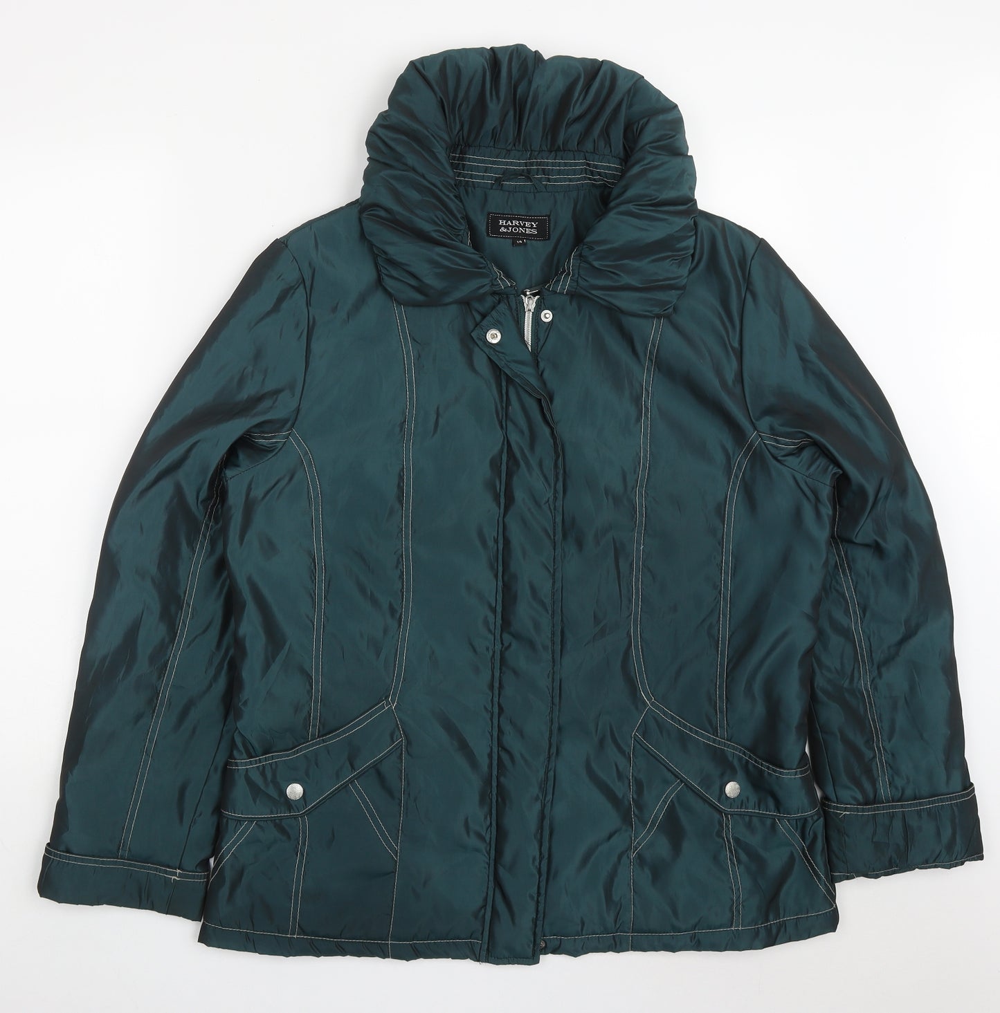 Harvey & Jones Womens Green   Jacket Coat Size 14  Zip