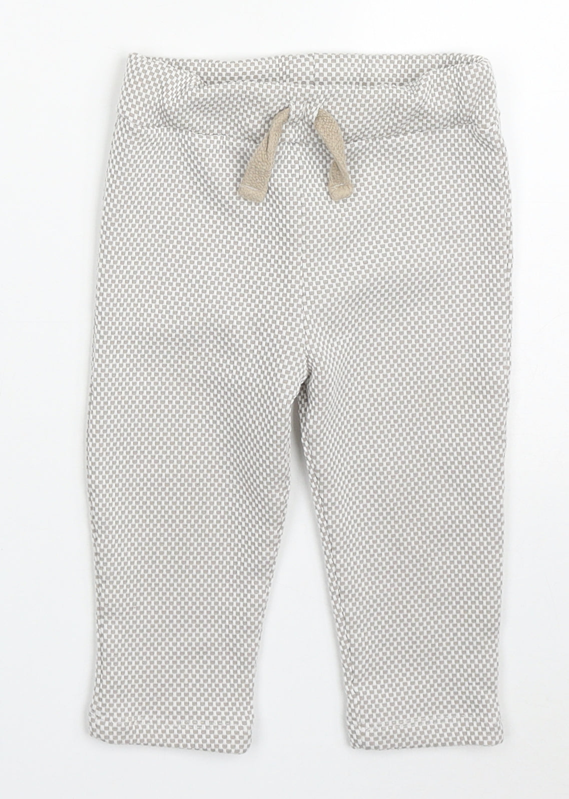 River Island Baby Beige Check Polyester Sweatpants Trousers Size 12-18 Months  Drawstring