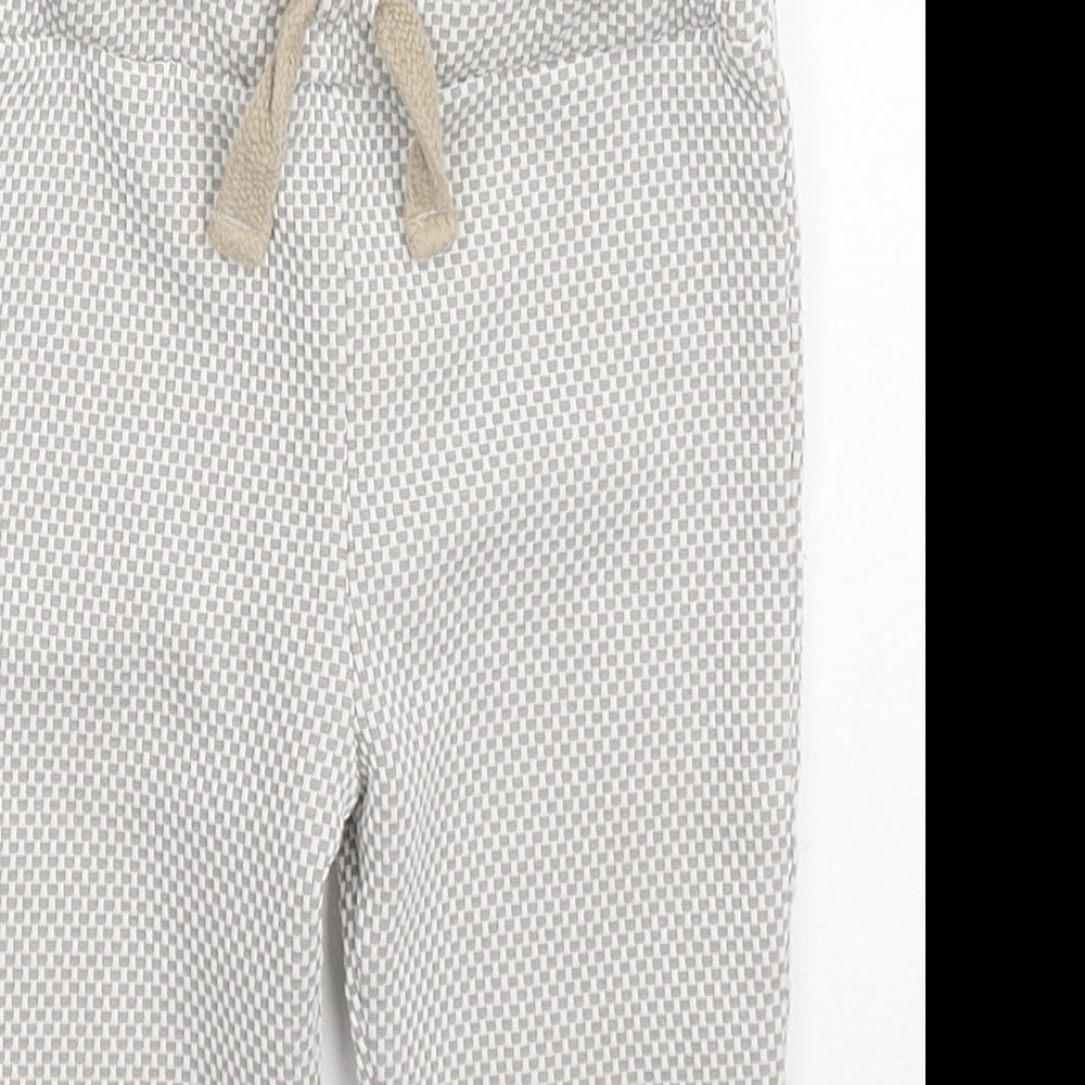 River Island Baby Beige Check Polyester Sweatpants Trousers Size 12-18 Months  Drawstring
