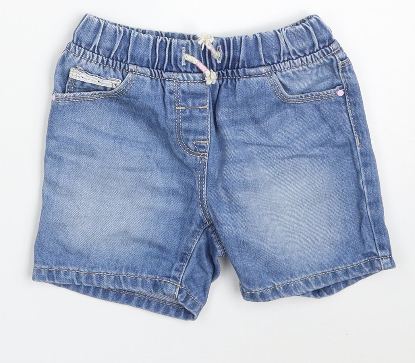 NEXT Girls Blue  Cotton Mom Shorts Size 3-4 Years  Regular Drawstring