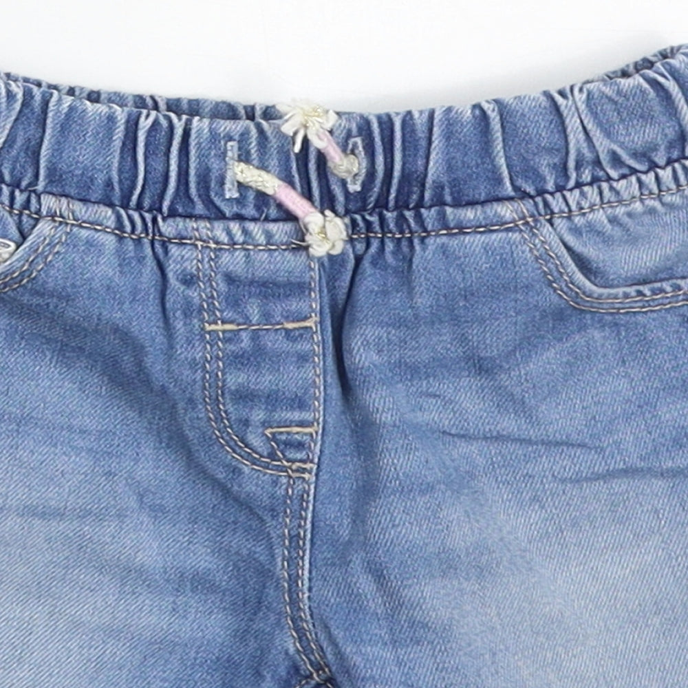 NEXT Girls Blue  Cotton Mom Shorts Size 3-4 Years  Regular Drawstring