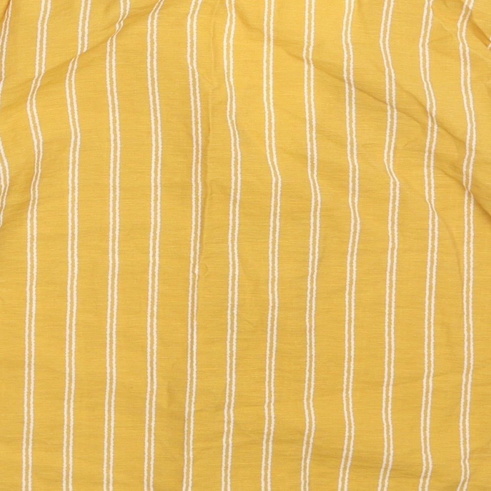 Topshop Womens Yellow Striped Viscose Basic Button-Up Size 8 V-Neck