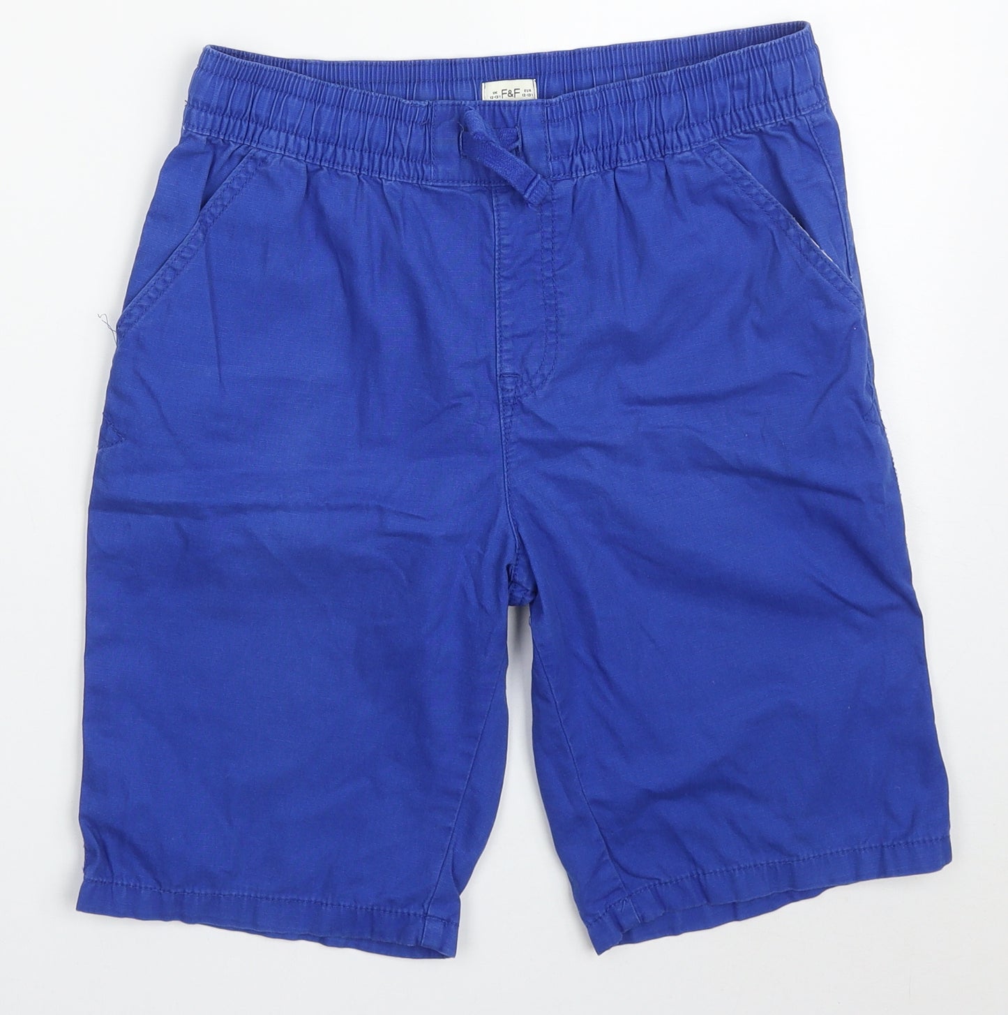 F&F Boys Blue  Cotton Bermuda Shorts Size 12-13 Years  Regular Drawstring