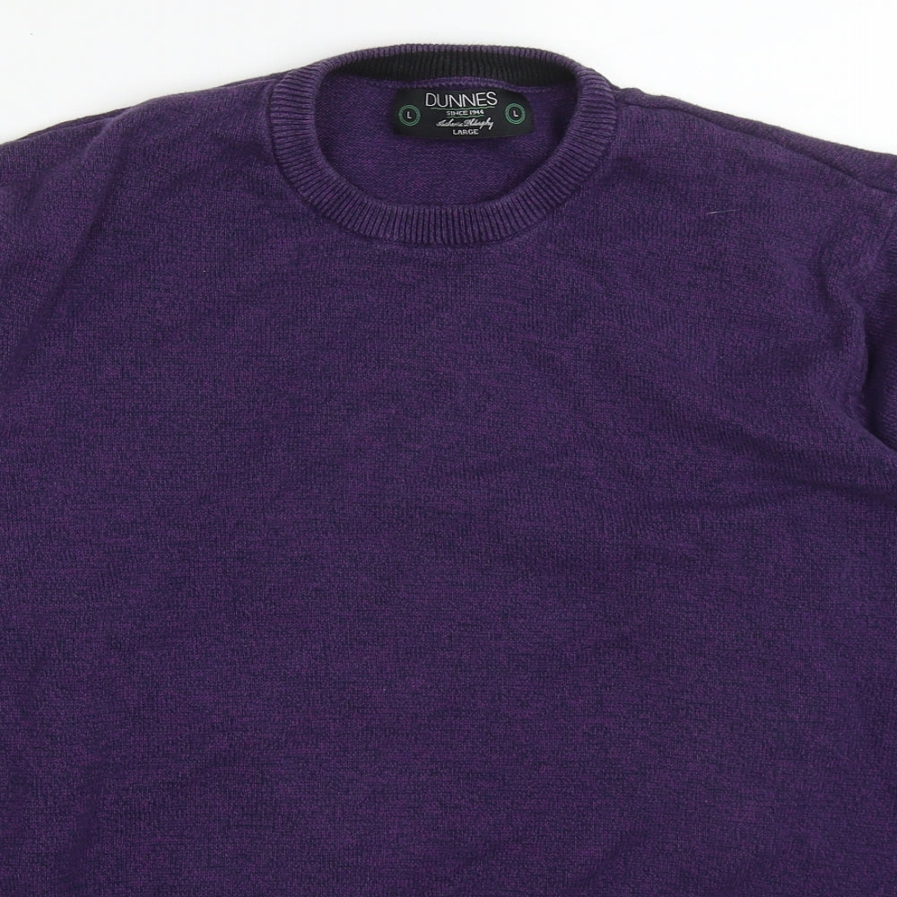 Dunnes Mens Purple Round Neck  Cotton Pullover Jumper Size L