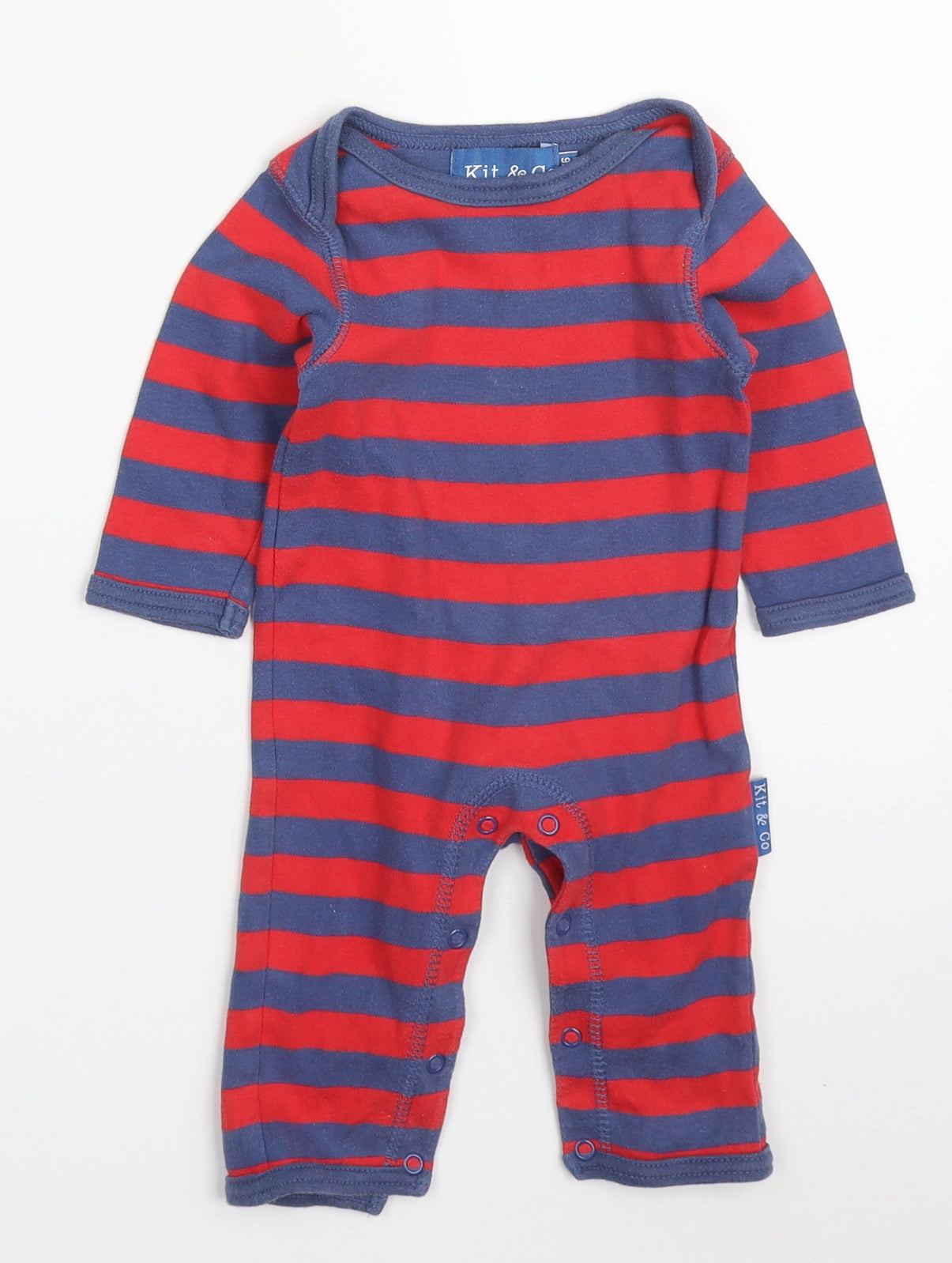 Kit & Co Boys Red Striped Cotton Cami One Piece Size 3-6 Months  Button